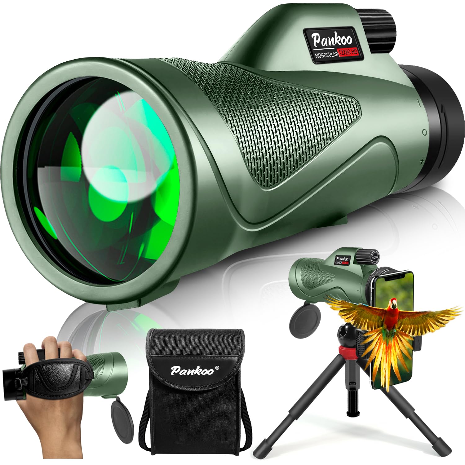 12x60 Monocular Telescope High Powered with Smartphone Adapter Tripod ...