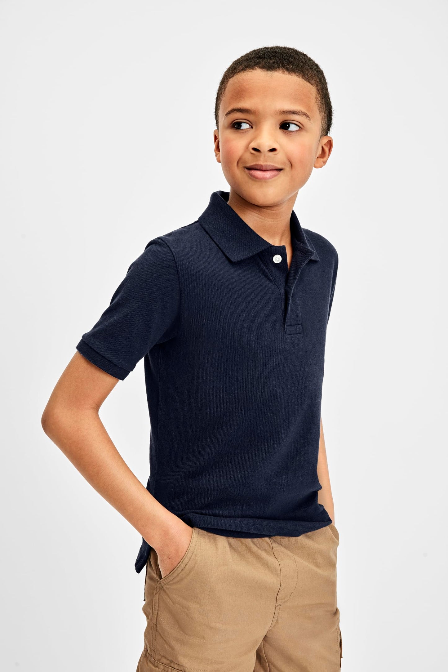 The Children's Place Boys' Multipack Short Sleeve Pique Polos, Black/Grey/Nautico/Blue/Brook/Red/White 7-Pack, Small