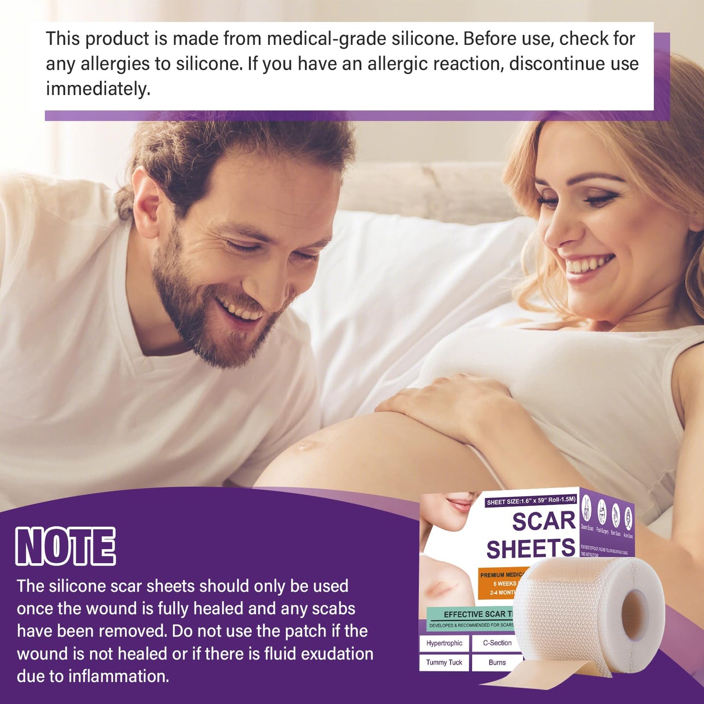 Silicone Scar Sheets,Silicone Scar Tape,Silicone Scar Removal Strips for Surgical,C-Section,Tummy Tuck,Keloid Scars (1.6"X 59" Roll-1.5M) Keloid Bump Removal