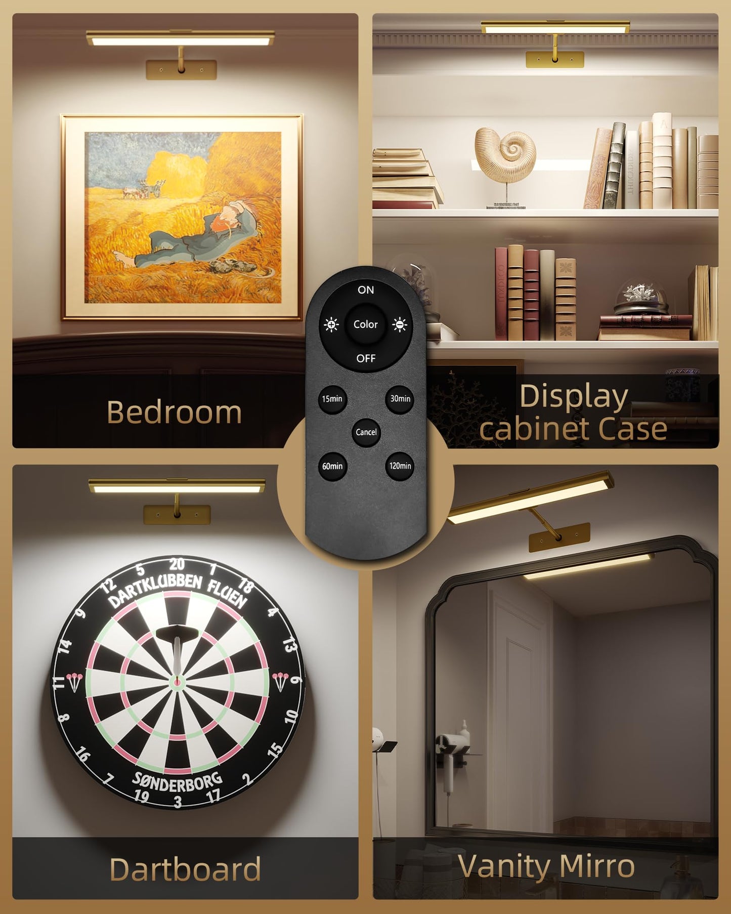 EZVALO Picture Light for Wall, 16'' Rechargeable 4800mAh Battery Lights Wireless Remote, Dimmable Magnetic LED Art Painting Light with 3 Color Temperatures, Display for Gallery, Living Room, Hallway