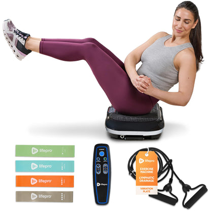 LifePro Vibration Plate Exercise Machine - Whole Body Workout Vibration Fitness Platform w/ Loop Bands - Home Training Equipment for Weight Loss & Toning (Black)