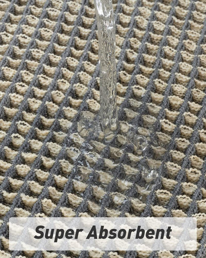 AMOAMI Upgraded Waffle Bath Mat, Super Absorbent Non Slip Bath Mats for Bathroom Floor, Machine Washable Bathroom Rugs with Tassels, Rubber Backed Bathroom Mats, Ultra Soft, 18" x 30"