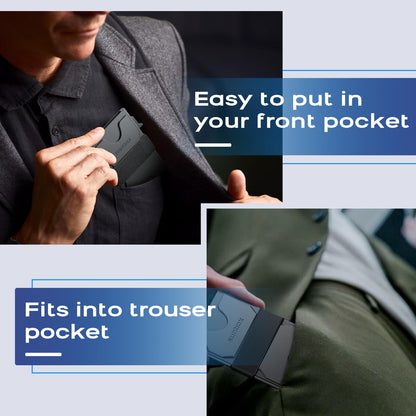 Slim Card Holder Wallet for Men, Minimalist RFID Blocking Wallet with Pop-Up Function, Ultra-Thin Design, Metal Business Card Cases holds 12+ Cards, Gifts for Men, Men's Accessories