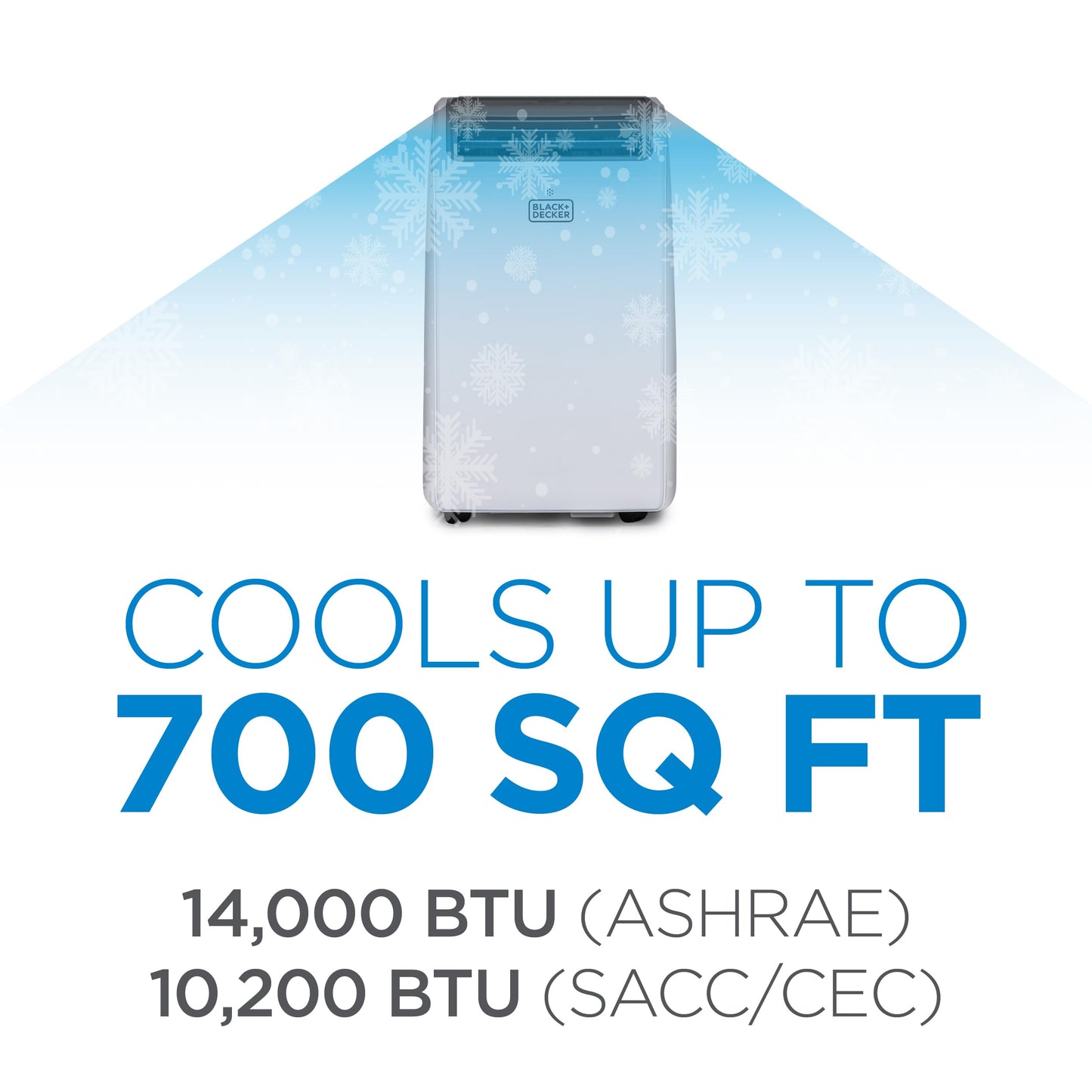 BLACK+DECKER Smart Portable Air Conditioner, 14,000 BTU for Rooms up to 700 Sq. Ft., Smart Portable AC with Follow Me Remote and Window Kit, BPACT14WT, White