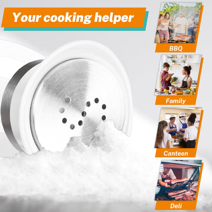 Salt and Pepper Shakers Set,4 oz Glass Bottom Salt Pepper Shaker with Stainless Steel Lid for Kitchen Gadgets Cooking Table, RV, Camp,BBQ Refillable Design (White + Black)