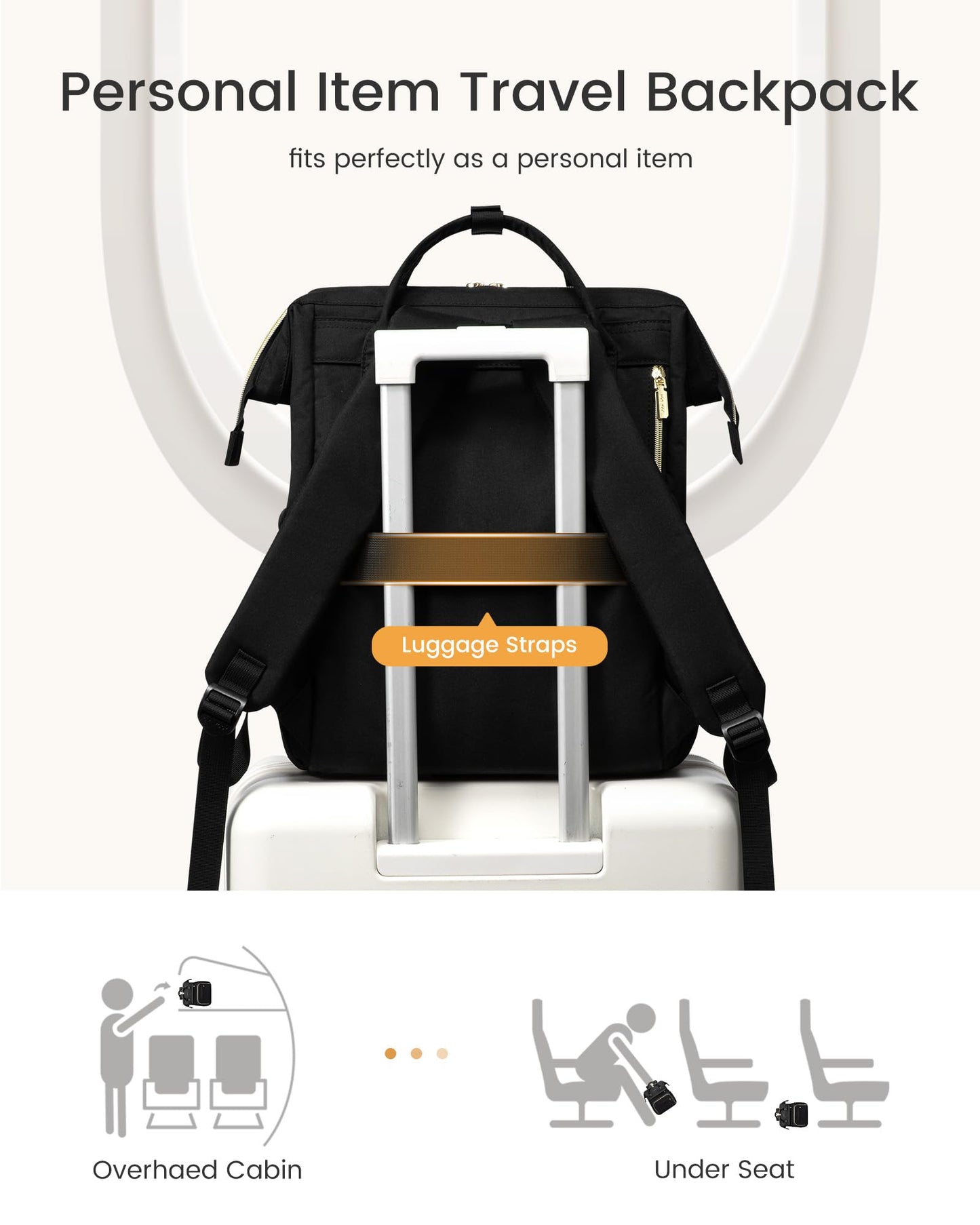 LOVEVOOK Laptop Backpack for Women with Giant Tumbler Holder Pocket,15.6 inch Waterproof Travel Backpack Purse Computer Laptop Bag,Professional Work College Nurse Teacher Backpack Casual Daypack,Black