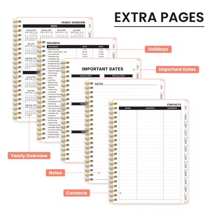 Academic Planner 2025-2026 For Women & Men, Monthly and Weekly Calendar Planner, Jul 2025 - Jun 2026, A5 (6.3" x 8.5"), Teacher Student Planning Book with Tabs, Ideal for Office School Supplies - Pink