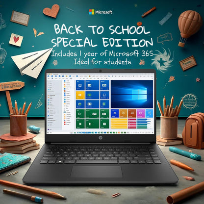 HP 14 Ultrabook • Intel 4-Core CPU • Back to School Limited Edition with Microsoft 365 • 32GB RAM • 1.6TB Storage (128GB OnBoard withHP 512GB P500 Portable SSD + 1TB OneDrive) • Win 11 Pro • Black