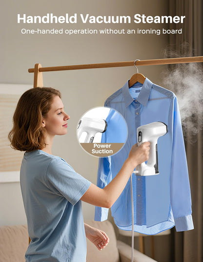 Sweepulire Vacuum Steamer for Clothes, 3500Pa Suction Handheld Clothes Steamer, 3 Modes, LED Display, Portable Travel Steamers for Clothes, Steaming & Ironing 2 In 1, 160ml Water Tank (for 110-120V)