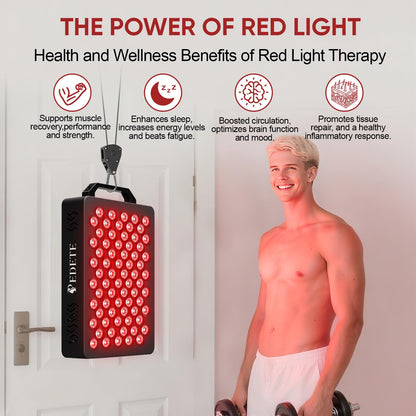 Pedete Red Light Therapy for Face and Body, 630nm 660nm 810nm and 850nm Near Infrared Light Therapy Panel, 70 Dual Chip LEDs, High Power LED Light Therapy Device for Skin Care, Sleep, Pain Relief. M70