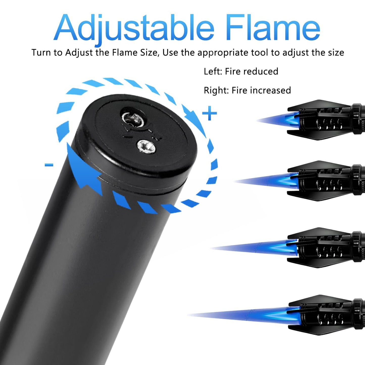 Camping Mini Torch Lighter Small Refillable Butane Lighters Pocket Tactical EDC Windproof Jet Flame with Visual Window for Hiking Survival Kitchen Candle Fireplace Home Party BBQ, 5" (Without Fuel)