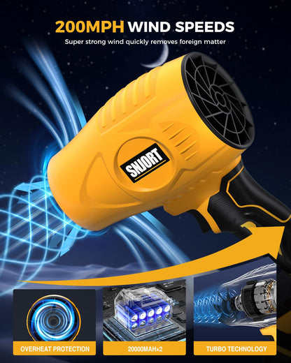 Leaf Blower Cordless with Battery and Charger, 500,000 RPM, Extended Nozzle, Lightweight Handheld Design,Blower for Patio Cleaning