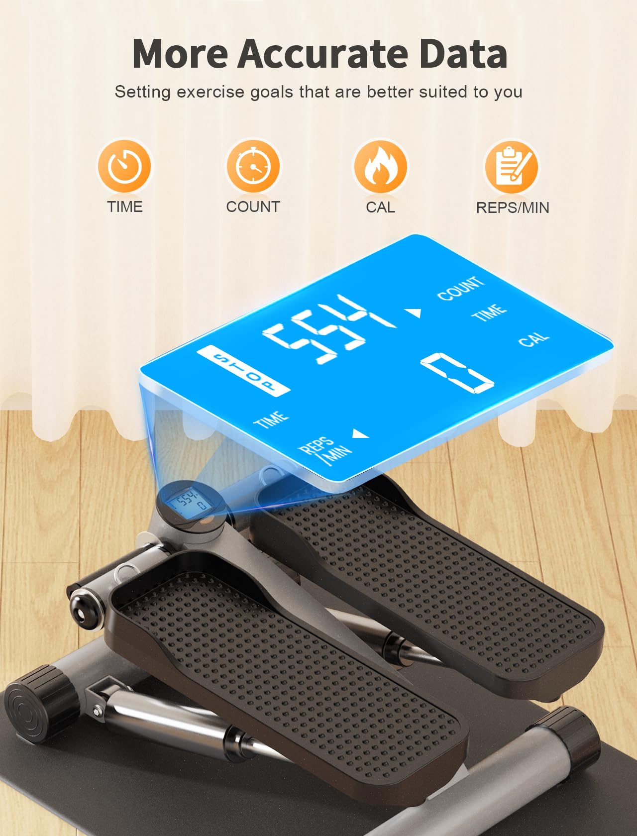 Sportsroyals, Mini Steppers for Exercise,Stair Stepper with Resistance Band, Hydraulic Fitness Stepper Exercise Home Workout Equipment for Full Body Workout, 330lbs Weight Capacity