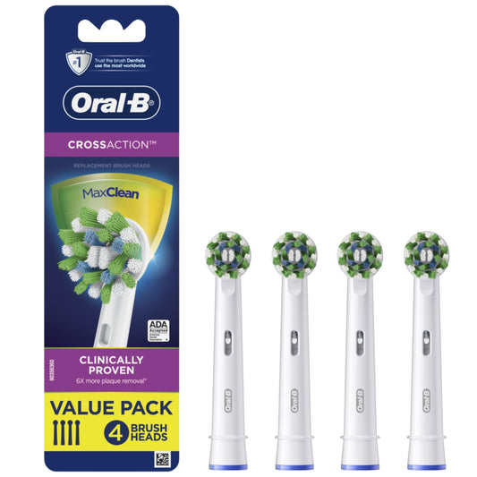 Oral-B CrossAction Electric Toothbrush Replacement Brush Heads Refill, 4ct