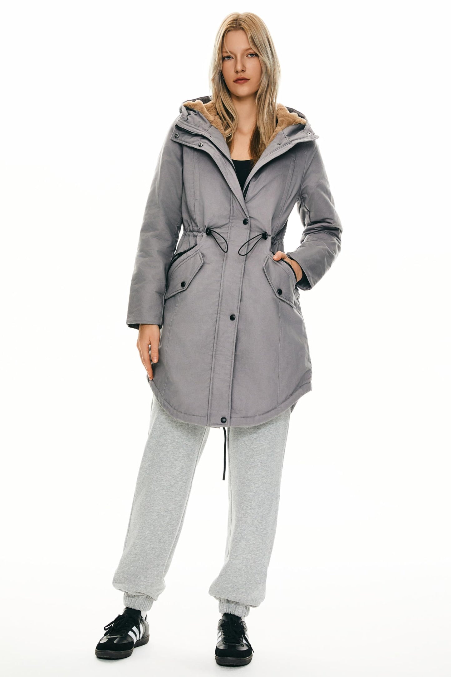 Orolay Women's Thicken Fleece Lined Parka Winter Coat Hooded Jacket with Pockets Brushed Nickel XL