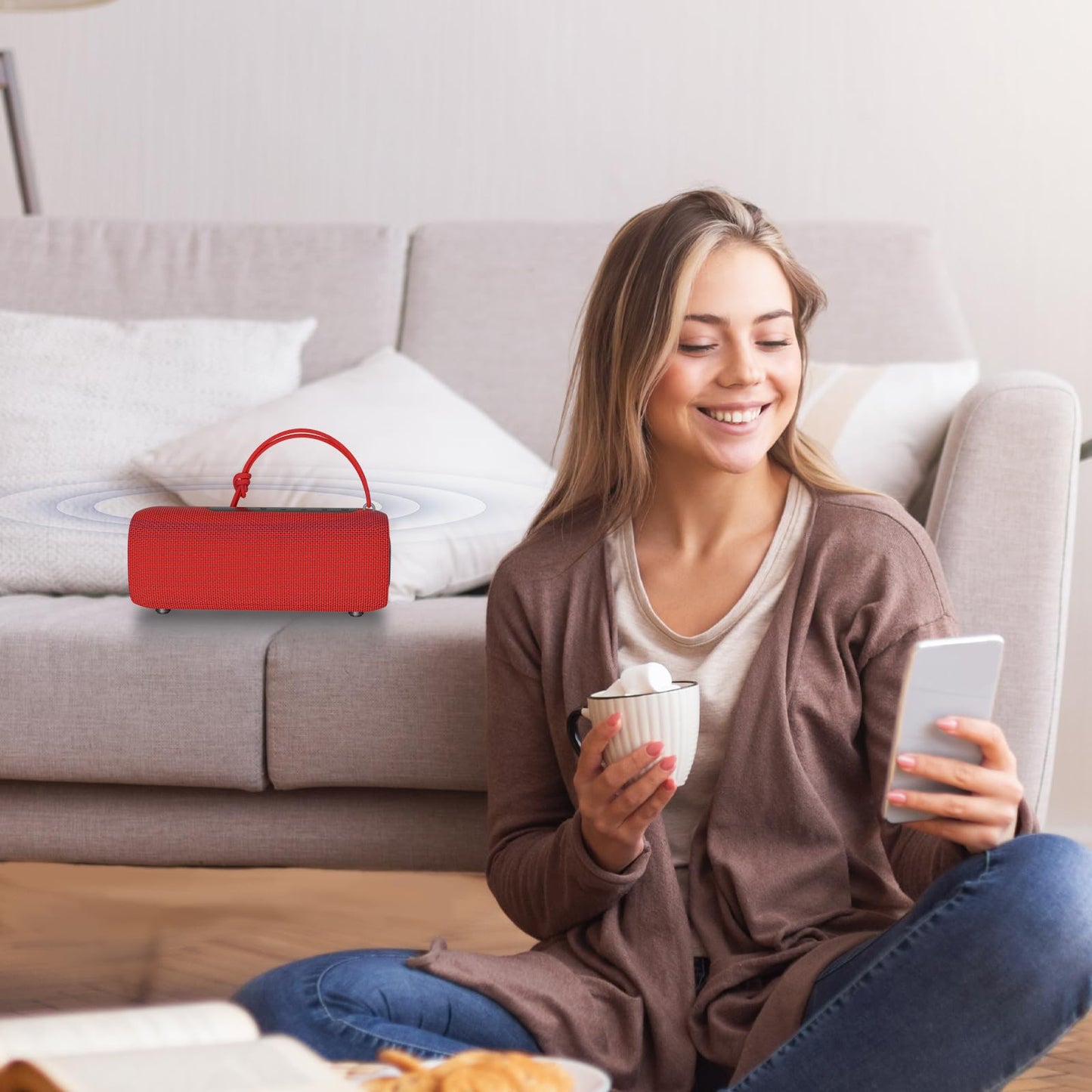 PEICHENG Bluetooth Speaker, Portable Wireless Clear Loud Stereo Sound IPX5 Waterproof with RGB Lights BT5.3 Long Playtime TWS Pairing,for Home Party Outdoor Beach,Great Gift Choice (Red)