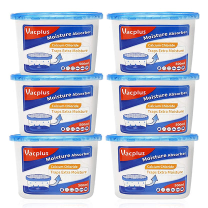 Vacplus Moisture Absorbers 6 Pack, 10.5 Oz Portable Humidity Absorber Boxes for Your Bathroom, Closet & Car, Dehumidifier with Fragrance Free, Navy Blue