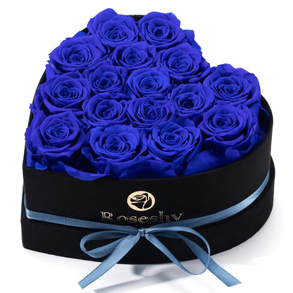 Valentines Day Flowers Roses Gifts for Her,16pcs BlueForever Preserved Roses in Heart Shape Gift Box,Valentines Day Delivery Prime Gifts-Roses Gifts for Women,Mom.