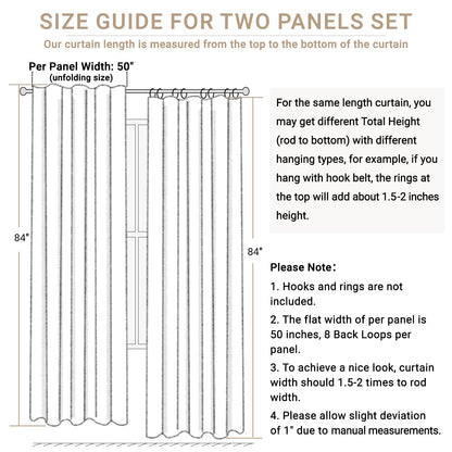100% Blackout Shield Linen Blackout Curtains for Bedroom 84 Inches Long, Back Tab/Rod Pocket Living Room Drapes, Thermal Insulated Blackout Curtains 2 Panels Set, 50" W x 84" L, Cream