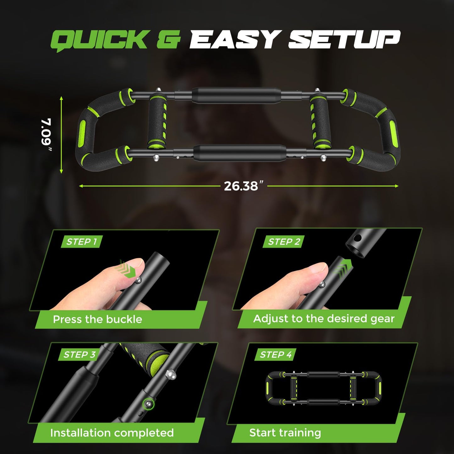 Vanlgs Twister Arm Trainer for Men, Chest Workout Equipment 5-Level Adjustable (40-130lb) with Ergonomic 27° Targets Biceps/Clip/Thigh, Portable Exerciser for Home Gym Travel Fitness, Green