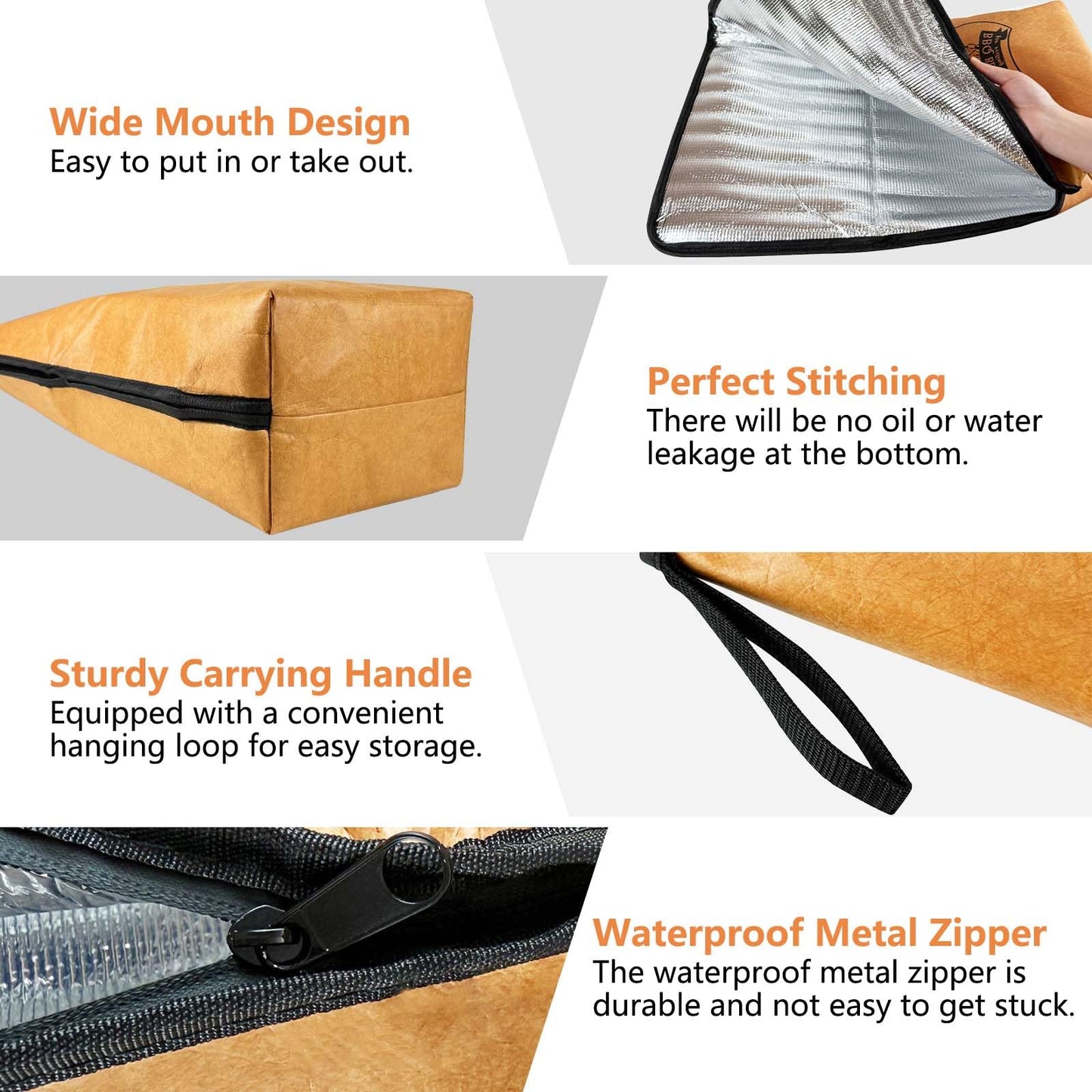 Stocking Stuffers BBQ Blanket for Resting Meat, 21" Insulated Brisket Bag Keeps Meat Warm | Gifts for Men & Birthday Gift for Dad | Leak-Proof Easy-Clean Smoker Bag (Kraft Brown)