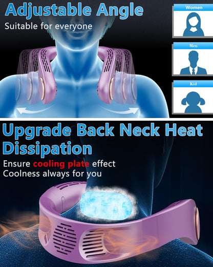 Neck Air Conditioner Portable Neck AC,Person Wireless Chargable Headband Conditioning Cooling Fan,Powerful Best Present in Summer Hot Flases for Fathers Day,Teacher Appreciation,Child Birthday Purple