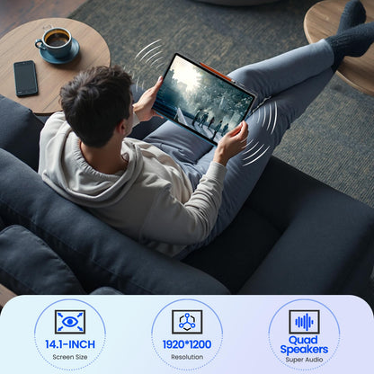 14 inch Large Screen Tablet, Android 15 Tablet 16GB RAM 256GB ROM, 1920*1200 IPS FHD Display, Widevine L1, 10000mAh 18W Charging, Wi-Fi & Bluetooth, 4G LTE, with Stand Case & Stylus, 2-Year Protection