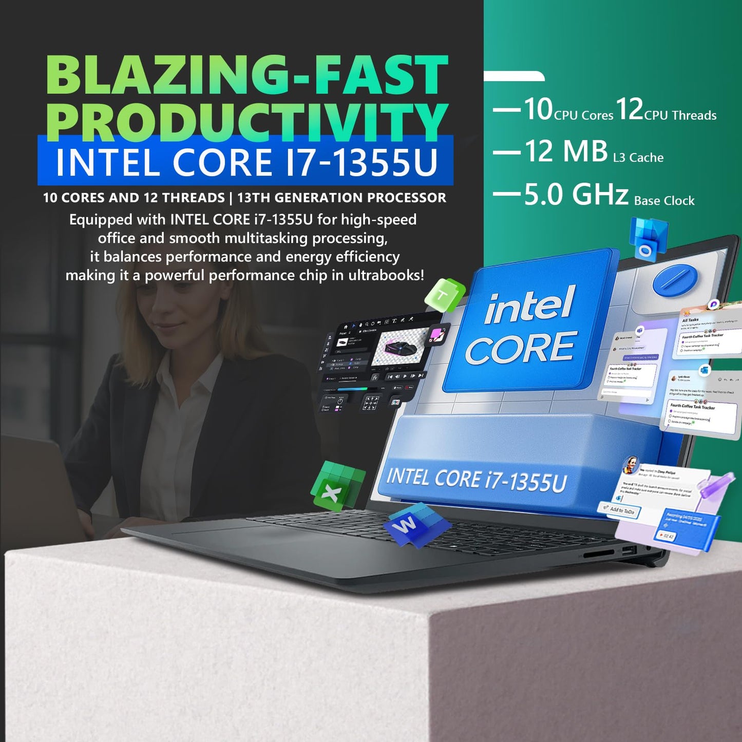 Dell Inspiron 15 3530 Touchscreen Business Laptop - MS Office Lifetime • 15.6" Anti Glare FHD Display • 13th Gen Intel 10-Core i7-1355U GPU • Wi-Fi 6 • Win 11 Pro • Copilot (64GB DDR5 RAM | 2TB SSD)