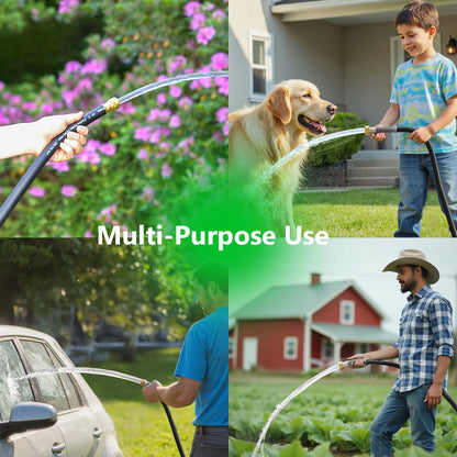 Guitrees 90FT 5/8 Heavy Duty Rubber Garden Hose - 300psi Working, 1000psi Burst - Hot/Cold Water - Five-Layered Braiding for Durability - Versatile for Gardening, Agriculture, Construction(Black)