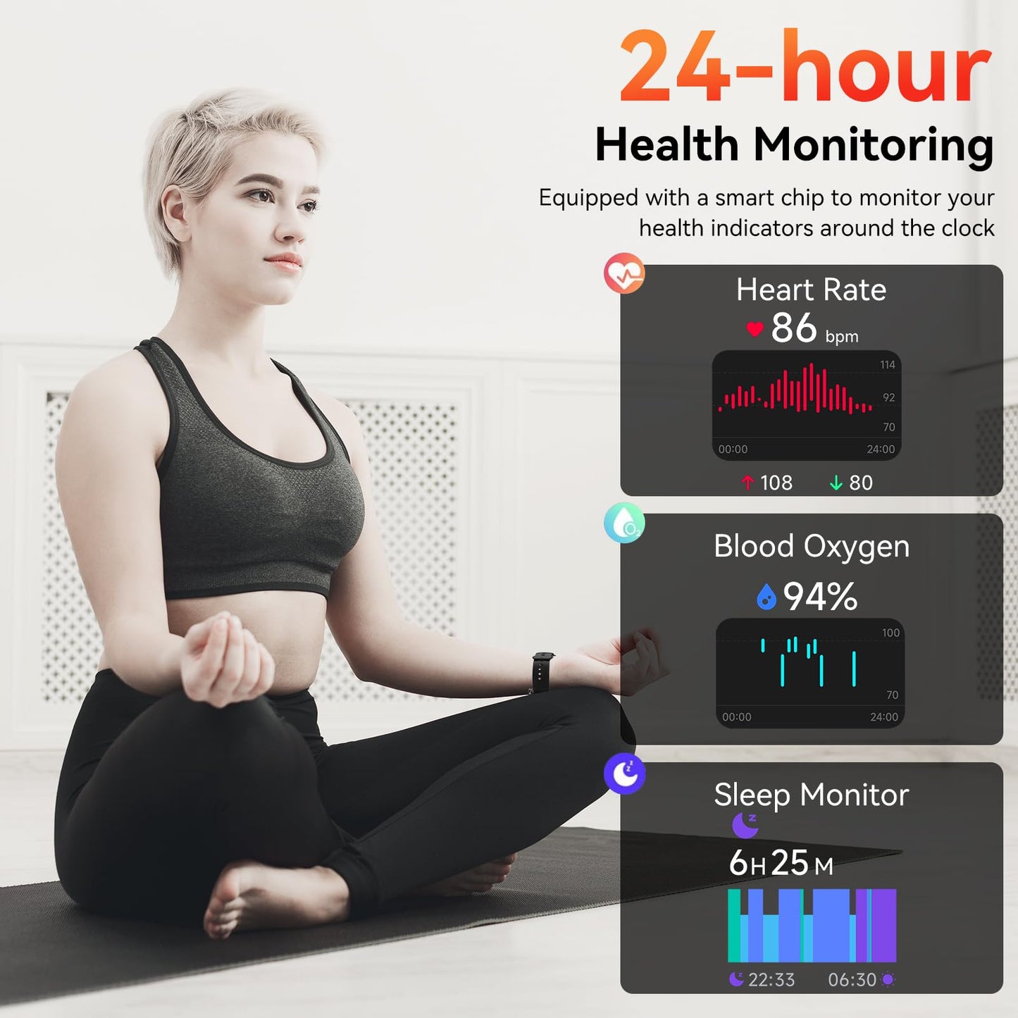 Smart Watch with Alexa Built-in, 1.83" HD Fitness Tracker for Men Women, Bluetooth Calls/Notifications, IP68 Waterproof, 120+ Sports Modes, 24/7 Heart Rate and Sleep Tracking for IOS Android (Black)