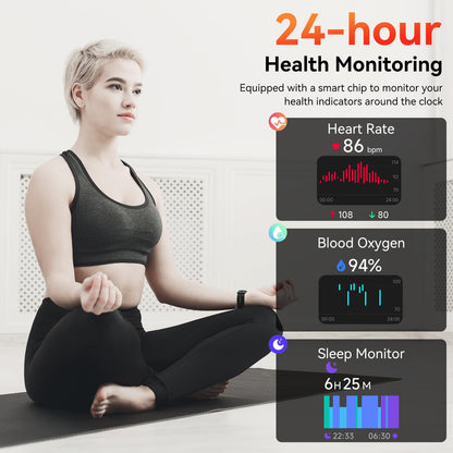 Smart Watch with Alexa Built-in, 1.83" HD Fitness Tracker for Men Women, Bluetooth Calls/Notifications, IP68 Waterproof, 120+ Sports Modes, 24/7 Heart Rate and Sleep Tracking for IOS Android (Black)