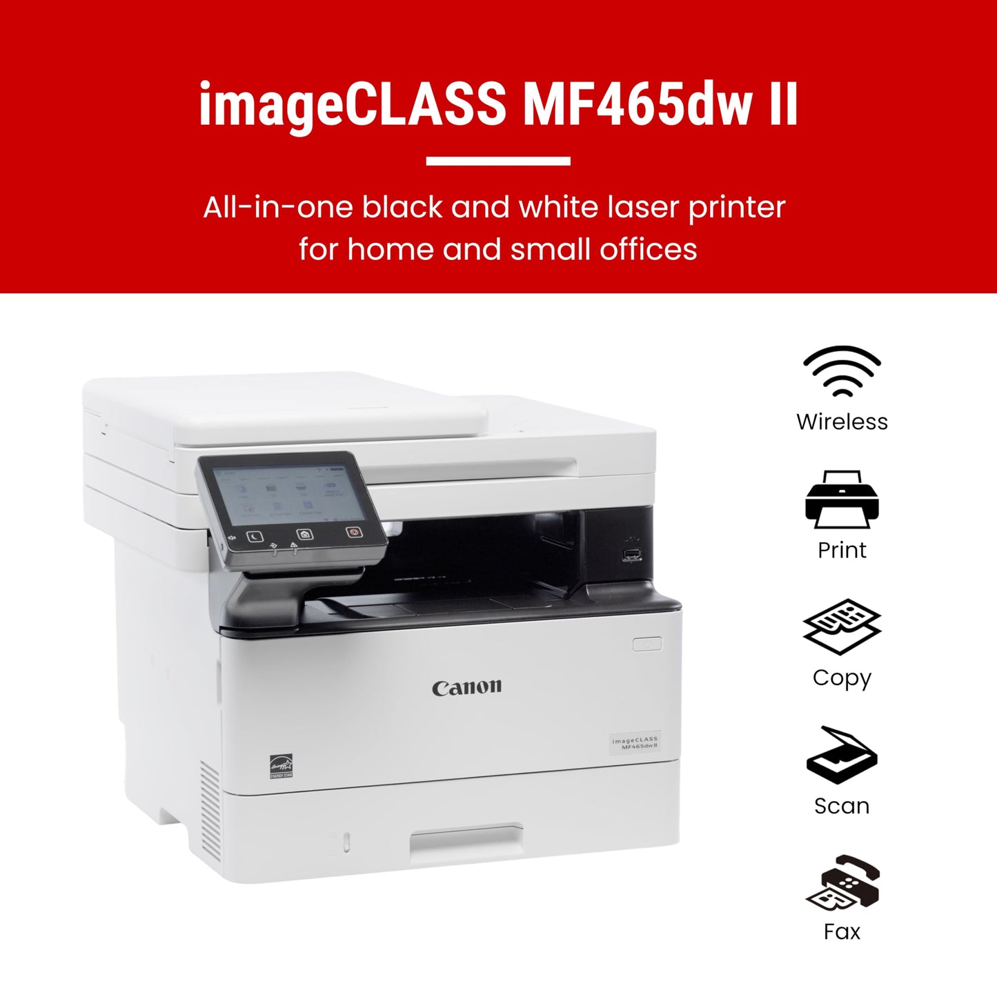 Canon imageCLASS MF465dw II - Wireless Duplex Laser Printer with Print, Copy, Scan, Fax, Expandable Paper Capacity and 3 Year Limited Warranty, 42 PPM