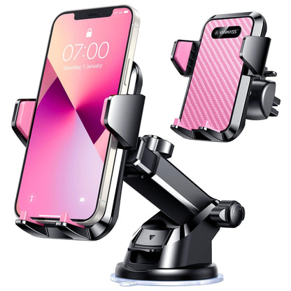VANMASS 2025【Strongest Suction & Military-Grade】 Car Phone Mount 【Patent & Safety】Ultimate Cell Phone Holder Handsfree Stand for Dash Windshield Vent for iPhone 16 15 Pro Max 14 Android & Truck, Pink