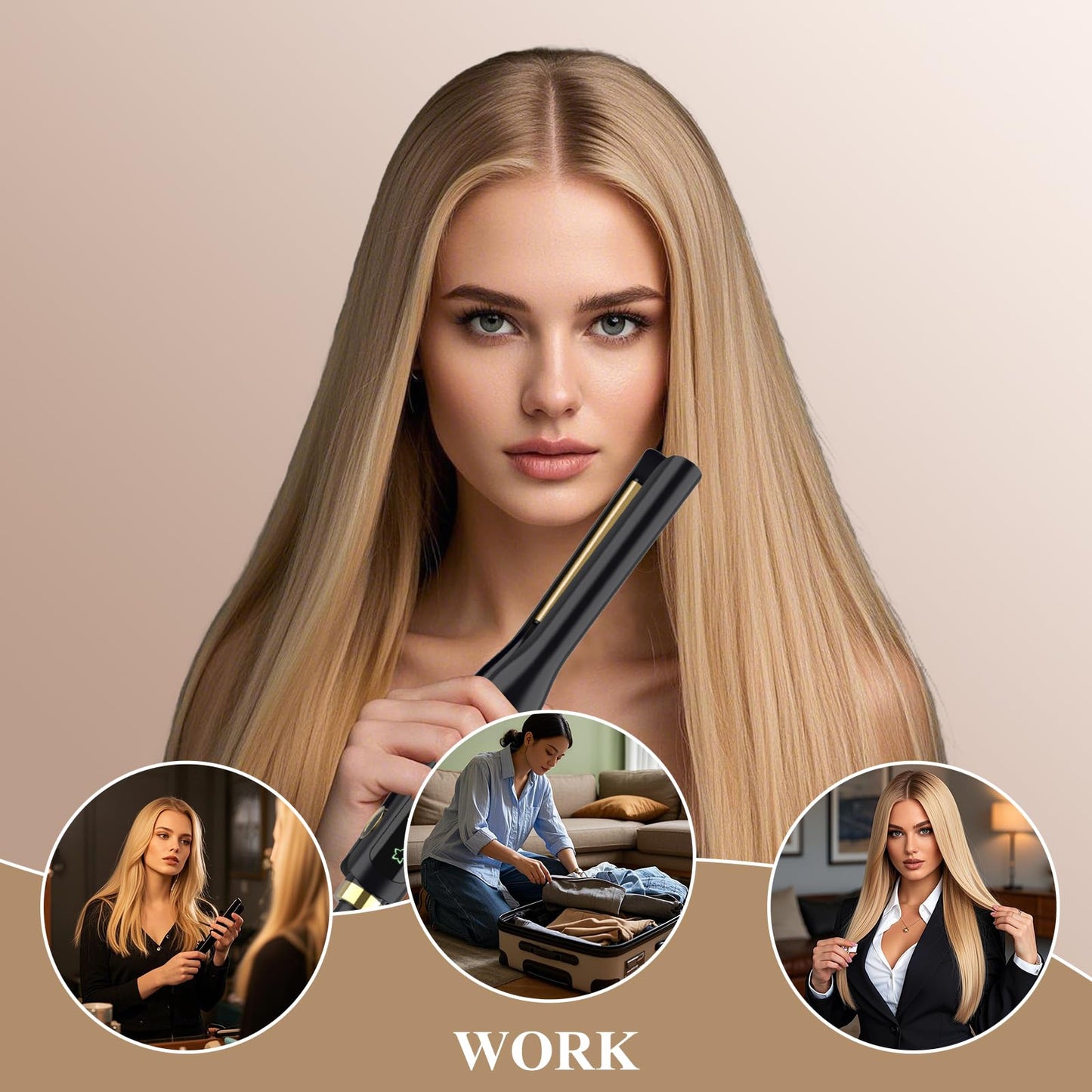 Arhoet Hair Straightener, 1/2 Inch Flat Iron Straightener and Curling Iron 2 in 1, Ceramic Ionic Floating Plates for Less Frizz, 10s Quick Heat Up, Straightener for All Hair Types(Black)
