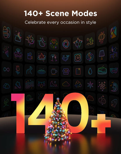 Govee Christmas Sparkle String Lights 99ft, RGBWIC String Lights with 375 Bullet-Head LEDs, App-Controlled, 140+ Scene Modes, Shape Mapping, Music Sync, Works with Alexa, Indoor Holiday Decorations