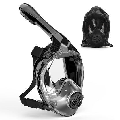 WONDSY Full Face Snorkel Mask for Adults, Snorkeling Gear for Kids, Anti-Fog & Anti-Leak Design with 180° Panoramic View, Dry Top Breathing System, Ideal for Scuba Diving, Snorkeling (Black, L/XL)
