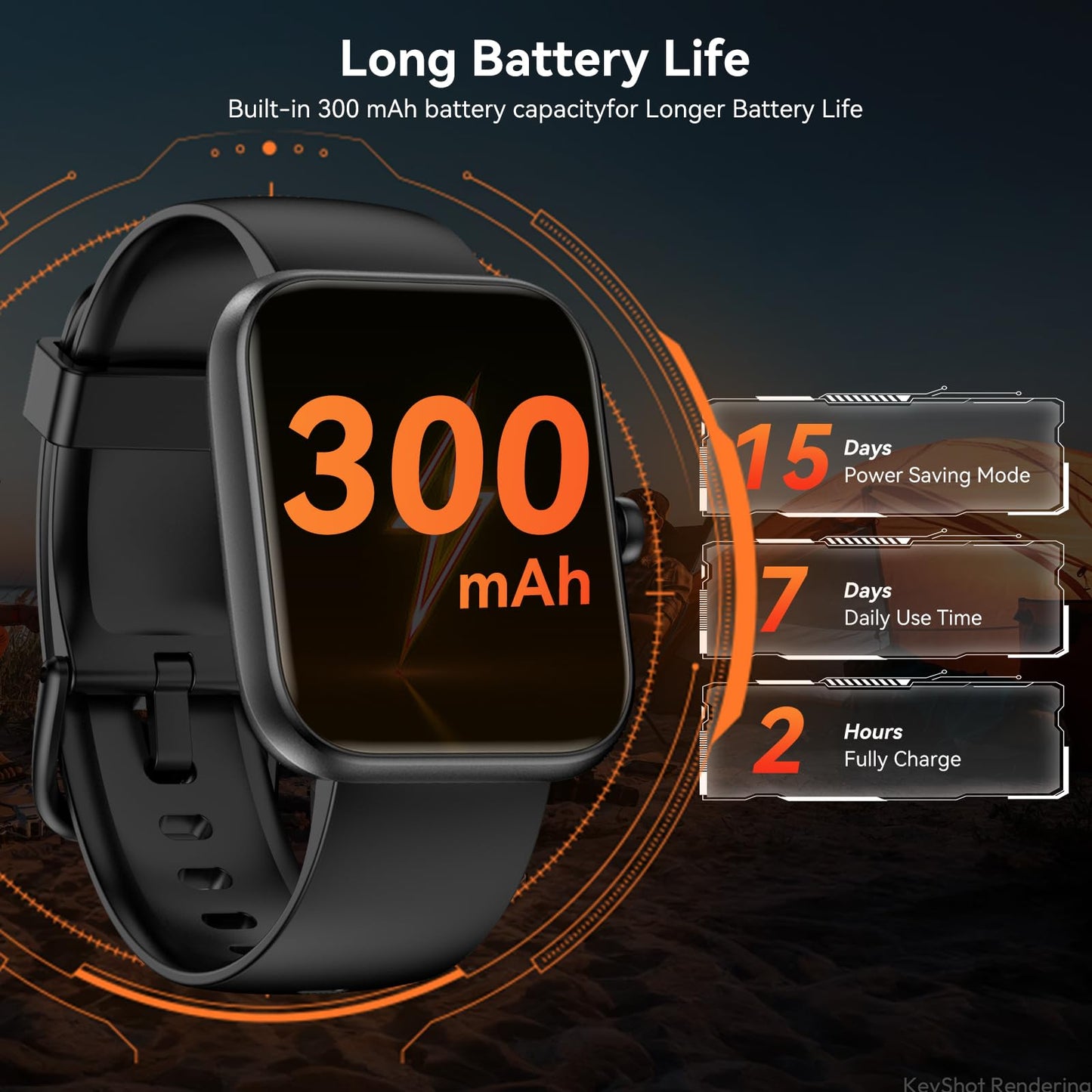 Smart Watch with Alexa Built-in‌, 1.83'' Touchscreen with Call Function, IP68 Waterproof Fitness Tracker, 100+ Sport Modes, Heart Rate & Sleep Monitor, Pedometer, iOS/Android Compatible (Black)