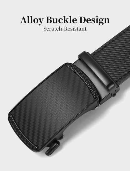 SKiporty Mens Belt,Ratchet Belts for Men Leather 1 3/8'' Adjustable for Dress Jeans A-Black 36" to 42" Waist Adjustable