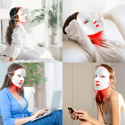 Aphrona® | Moonlight 3 color LED Facial Mask Skin Care Mask, LED Light Therapy Red Blue light for Acne Removal Wrinkle Reduction