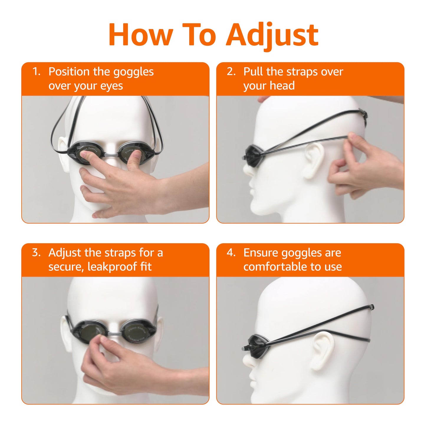 Amazon Basics Unisex Swim Goggles, Adult, Blue