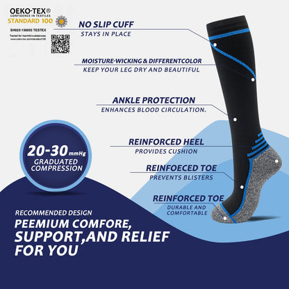 fenglaoda 8 Pairs Compression Socks for Men & Women 20-30 mmHg Knee High Nurse Pregnant Running Medical and Travel Athletic