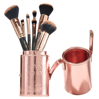 Kandi Koated Makeup Brushes Set with Faux Leather Travel Case [Rose Gold] Synthetic Makeup Brush Kit with Daily Affirmations by Kandi Burruss | Cruelty-Free | Beauty & Makeup