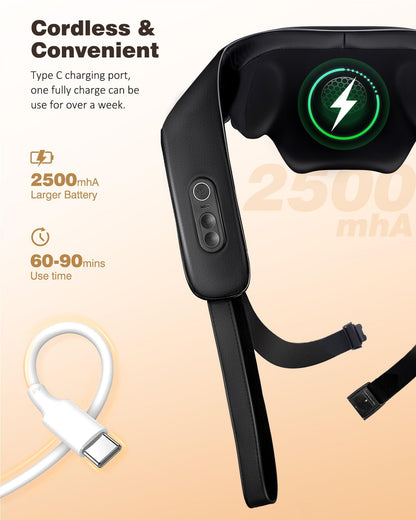 Neck and Shoulder Massager with Heat, Cordless Back and Neck Massager, Upgraded Graphene Heating, 4D Shiatsu Deep Kneading Massage for Shoulder, Back,Leg,Pain Relief, Portable Gifts for Dad Mom Friend