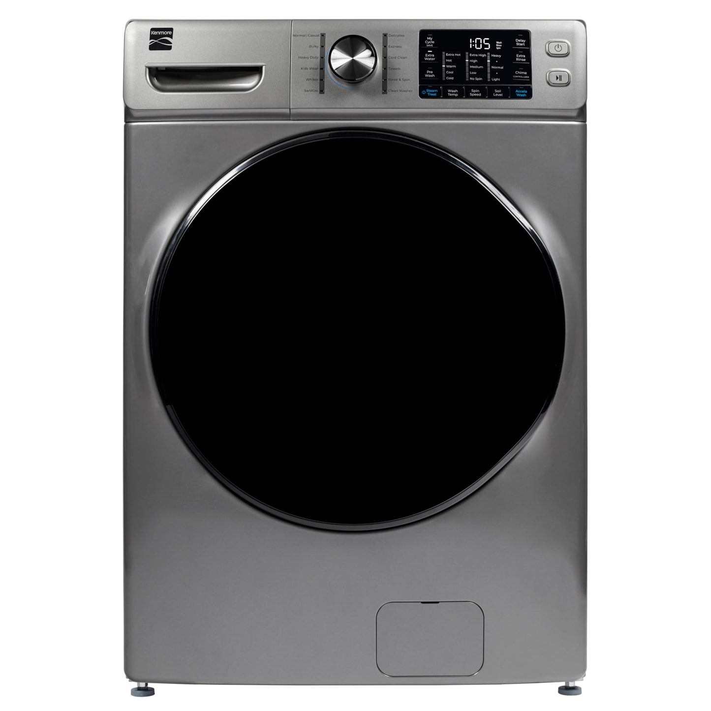 Kenmore 4.5 cu. ft. Front Load Washer with Stain Removing Steam Treatment - Reduce Laundry Time with Accela Wash - LED - ENERGY STAR Certified - Metallic Silver
