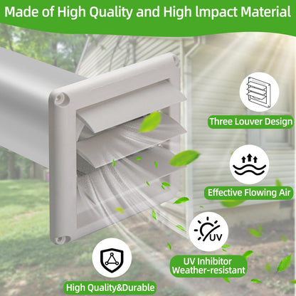 Dryer Vent Kit with Hose/Duct Connector/Wall Plate,4 Inch Dryer Vent Hose Connector Wall Ducting Kit for Bathroom Ventilation Fans Exhaust,Ceiling Washer Air Circulation
