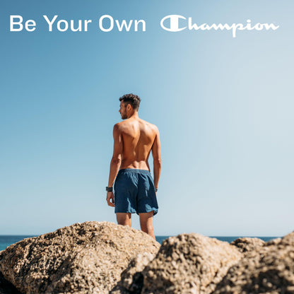 Champion Mens Swim Trunks with Compression Liner, 2 in 1 Mens Bathing Suit Shorts, 7 Inch Inseam Board Shorts for Swimming Black