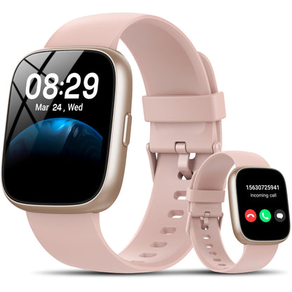 Smart Watch with Alexa Built-in, 1.83" HD Touchscreen Fitness Tracker with Bluetooth Calling, Fitness Watch with Heart Rate/Sleep Monitor/120+ Sports, IP68 Waterproof Smartwatch for Android iOS, Pink