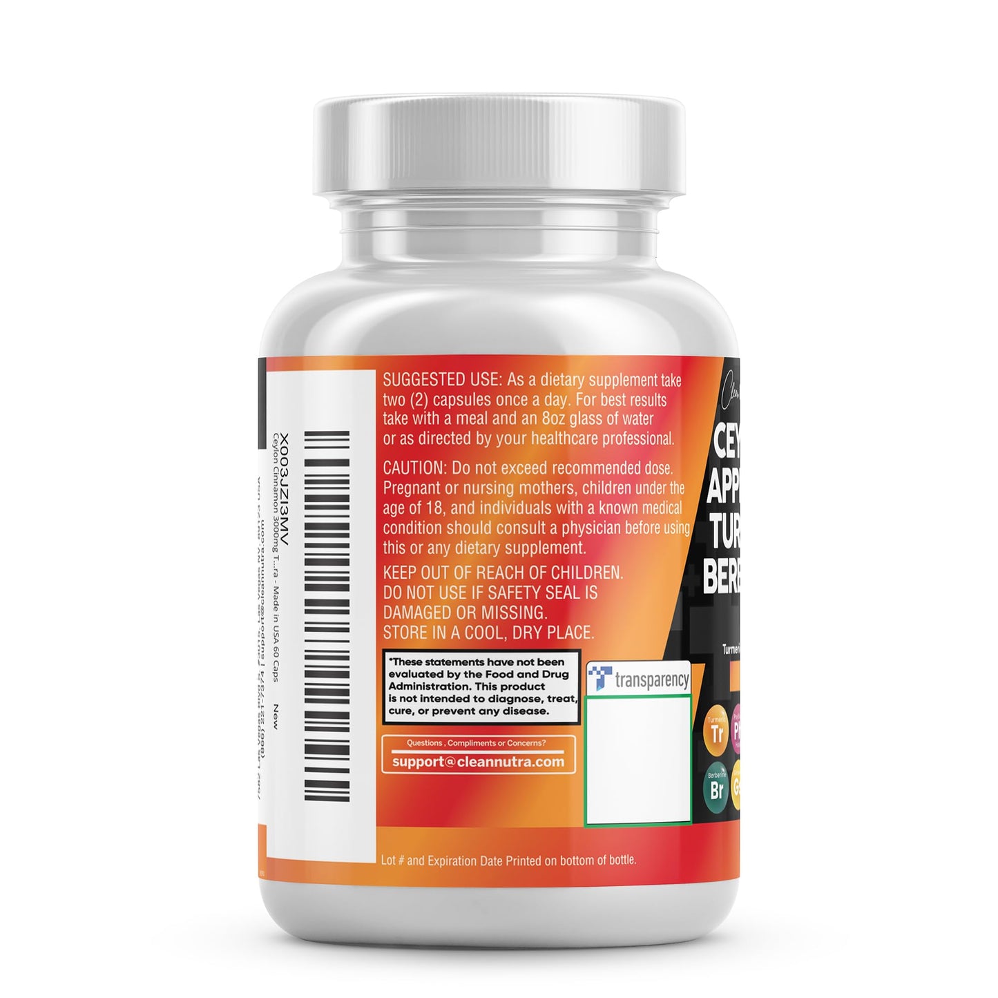 Clean Nutraceuticals Ceylon Cinnamon Turmeric Apple Cider Vinegar Ginseng Berberine Plus Bitter Melon Gymnema Milk Thistle Fenugreek