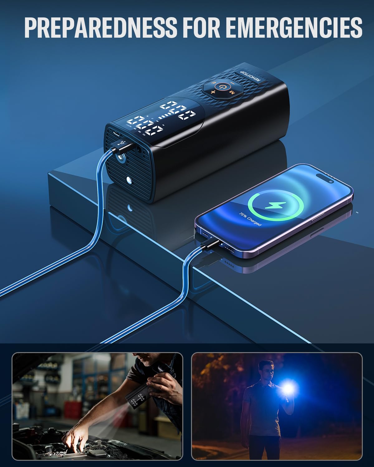 Tire Inflator Portable Air Compressor, 160PSI Air Pump for Car Tires, 5X Faster Inflation Air Compressor with Tire Gauge Pressure, Tire Pump with LED for Car, Motorcycle, Bicycle and Ball