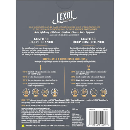 Lexol All Leather Cleaner and Conditioner Kit for Car Seats and Interiors, Couches and Furniture, Shoes and Boots, Baseball Gloves and Horse Saddles, Two 8 oz Bottles and Two Sponges